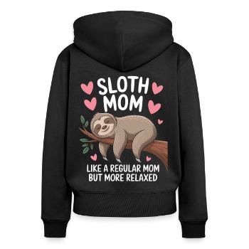 Faultier Spruch Faultiere Lustig Faultier Geschenk - Frauen Premium Bio Zip Hoodie - Schwarz - Hinten - Julia (174cm)