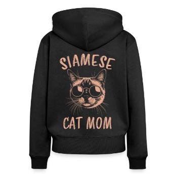 Siamkatze Spruch Siamkatze Mama Siamkatze Geschenk - Frauen Premium Bio Zip Hoodie - Schwarz - Hinten - Julia (174cm)