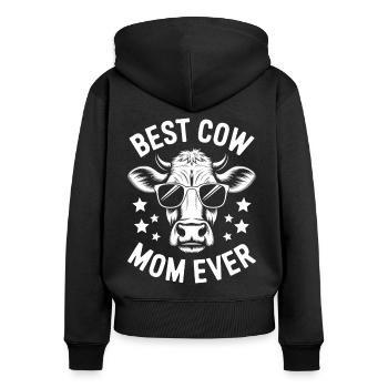Kuh Spruch Kühe Landwirtin Lustiges Kuh Geschenk - Frauen Premium Bio Zip Hoodie - Schwarz - Hinten - Julia (174cm)