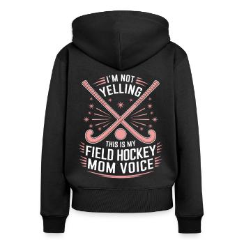Feldhockey Spruch Mama Lustig Feldhockey Geschenk - Frauen Premium Bio Zip Hoodie - Schwarz - Hinten - Julia (174cm)