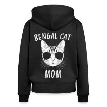 Bengalkatze Spruch Lustiges Bengalkatzen Geschenk - Frauen Premium Bio Zip Hoodie - Schwarz - Hinten - Julia (174cm)