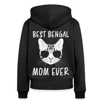 Bengalkatze Spruch Lustiges Bengalkatzen Geschenk - Frauen Premium Bio Zip Hoodie - Schwarz - Hinten - Julia (174cm)