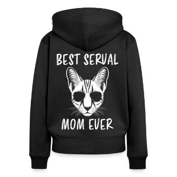 Savannah Katze Spruch Witz Savannah Katze Geschenk - Frauen Premium Bio Zip Hoodie - Schwarz - Hinten - Julia (174cm)