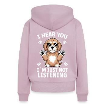 Cockapoo disant chiens drôle Cockapoo cadeau - Sweat à capuche zippé Premium bio Femme - rose poudré - Dos - Julia (174cm)