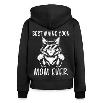 Maine Coon disant drôle Maine Coon cadeau - Sweat à capuche zippé Premium bio Femme - noir - Dos - Julia (174cm)