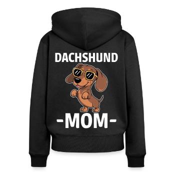 Teckel disant teckel maman drôle teckel cadeau - Sweat à capuche zippé Premium bio Femme - noir - Dos - Julia (174cm)