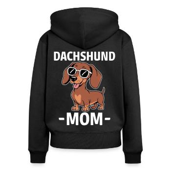 Teckel disant teckel maman drôle teckel cadeau - Sweat à capuche zippé Premium bio Femme - noir - Dos - Julia (174cm)