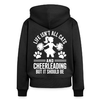 Cheerleading Spruch Lustiges Cheerleading Geschenk - Frauen Premium Bio Zip Hoodie - Schwarz - Hinten - Julia (174cm)