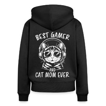 Gamer Disant Maman Chats Drôle Gaming Cadeau - Sweat à capuche zippé Premium bio Femme - noir - Dos - Julia (174cm)
