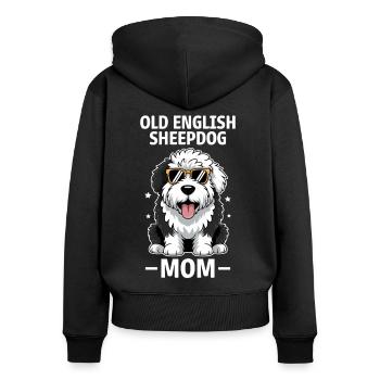 Old English Sheepdog Saying Joke Sheepdog Gift - Women's Premium Organic Zip Hoodie - black - Back - Julia (174cm)