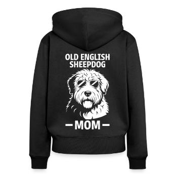 Old English Sheepdog Saying Joke Sheepdog Gift - Women's Premium Organic Zip Hoodie - black - Back - Julia (174cm)