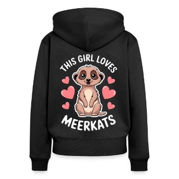 Suricate disant drôle Cadeau de suricate - Sweat à capuche zippé Premium bio Femme - noir - Dos - Julia (174cm)