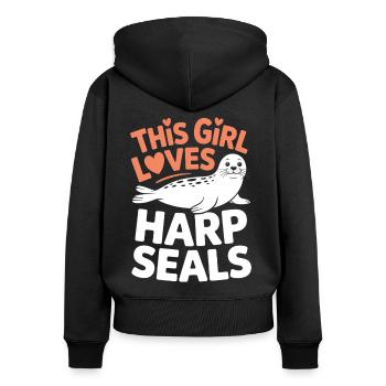 Seal Saying Seal Funny Harp Seal Gift - Women's Premium Organic Zip Hoodie - black - Back - Julia (174cm)