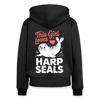 Seal Saying Seal Funny Harp Seal Gift - Women's Premium Organic Zip Hoodie - black - Back - Julia (174cm)