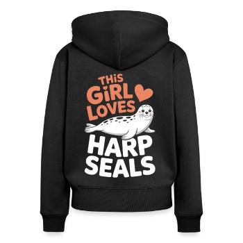 Seal Saying Seal Funny Harp Seal Gift - Women's Premium Organic Zip Hoodie - black - Back - Julia (174cm)