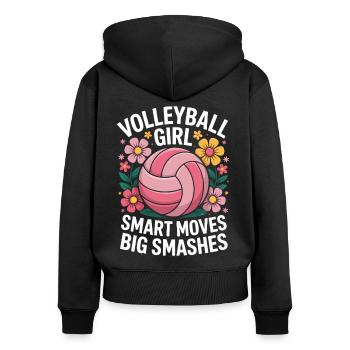 volley-ball dire drôle de cadeau de volley-ball - Sweat à capuche zippé Premium bio Femme - noir - Dos - Julia (174cm)