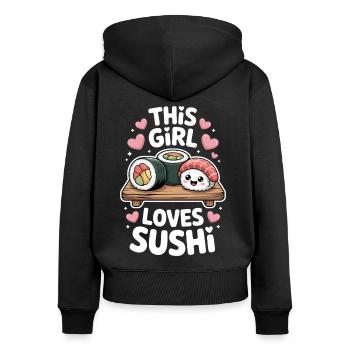 Sushi Japan Girl Lustiges Kawaii Sushi Geschenk - Frauen Premium Bio Zip Hoodie - Schwarz - Hinten - Julia (174cm)