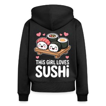 Sushi Japan Girl Lustiges Kawaii Sushi Geschenk - Frauen Premium Bio Zip Hoodie - Schwarz - Hinten - Julia (174cm)