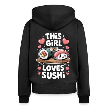 Sushi Japan Girl Lustiges Kawaii Sushi Geschenk - Frauen Premium Bio Zip Hoodie - Schwarz - Hinten - Julia (174cm)