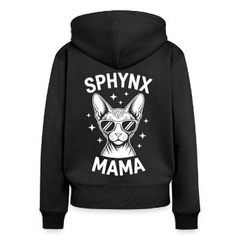 Chat Sphynx Disant Drôle Chat Sphynx Cadeau - Sweat à capuche zippé Premium bio Femme - noir - Dos - Julia (174cm)