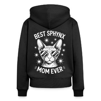Sphynx Katze Spruch Lustiges Sphynx Katze Geschenk - Frauen Premium Bio Zip Hoodie - Schwarz - Hinten - Julia (174cm)