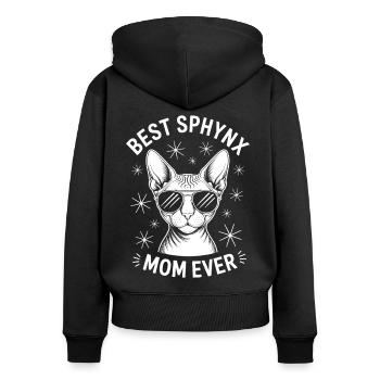 Sphynx Katze Spruch Lustiges Sphynx Katze Geschenk - Frauen Premium Bio Zip Hoodie - Schwarz - Hinten - Julia (174cm)