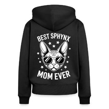 Chat Sphynx Disant Drôle Chat Sphynx Cadeau - Sweat à capuche zippé Premium bio Femme - noir - Dos - Julia (174cm)
