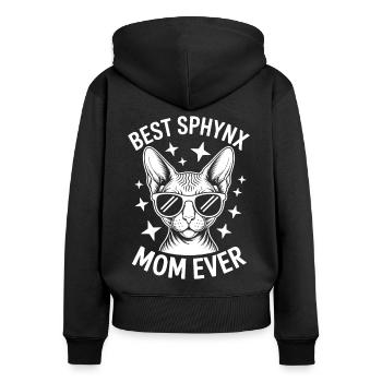 Sphynx Katze Spruch Lustiges Sphynx Katze Geschenk - Frauen Premium Bio Zip Hoodie - Schwarz - Hinten - Julia (174cm)
