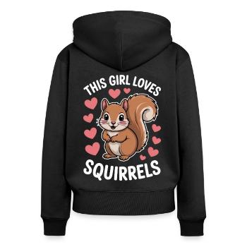 Écureuil disant drôle drôle d’écureuil cadeau - Sweat à capuche zippé Premium bio Femme - noir - Dos - Julia (174cm)