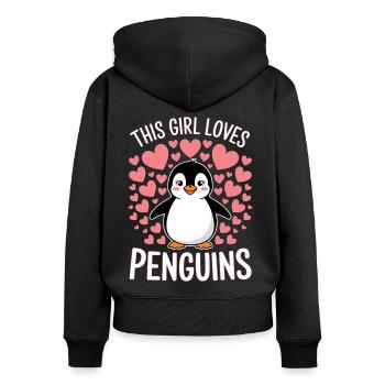 Pinguin Spruch Lustige Pinguine Geschenk - Frauen Premium Bio Zip Hoodie - Schwarz - Hinten - Julia (174cm)