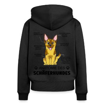 Anatomie des Schäferhundes - Frauen Premium Bio Zip Hoodie - Schwarz - Hinten - Julia (174cm)
