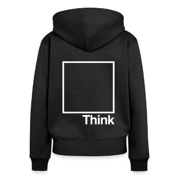Think outside the box - Women's Premium Organic Zip Hoodie - black - Back - Julia (174cm)