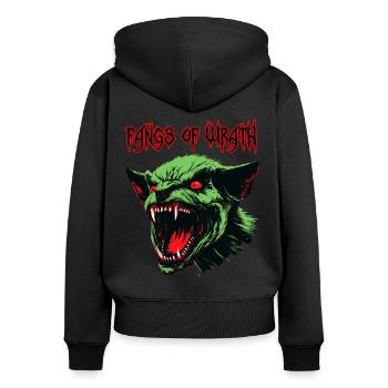 Dämonen-Ork, Reißzähne des Zorns - Frauen Premium Bio Zip Hoodie - Schwarz - Hinten - Julia (174cm)