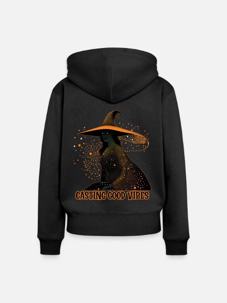 Hexen-Casting-Vibes, Halloween - Frauen Premium Bio Zip Hoodie - Schwarz