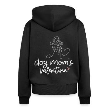Dog Mom's Valentine | Frauchen | Valentinstag - Frauen Premium Bio Zip Hoodie - Schwarz - Hinten - Julia (174cm)