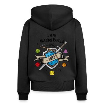 Ich bin seit 1988 ein erstaunlicher Ranger - Frauen Premium Bio Zip Hoodie - Schwarz - Hinten - Julia (174cm)