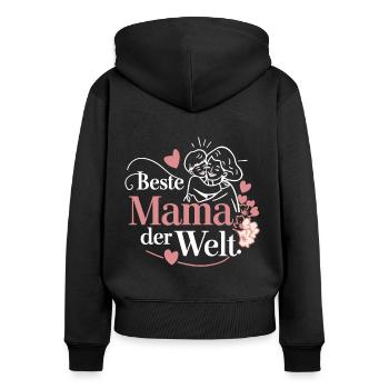 Toute la meilleure maman du monde - Sweat à capuche zippé Premium bio Femme - noir - Dos - Julia (174cm)