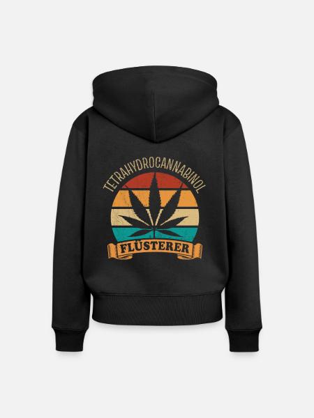 THC Flüsterer - Tetrahydrocannabinol - Cannabis - Frauen Premium Bio Zip Hoodie - Schwarz