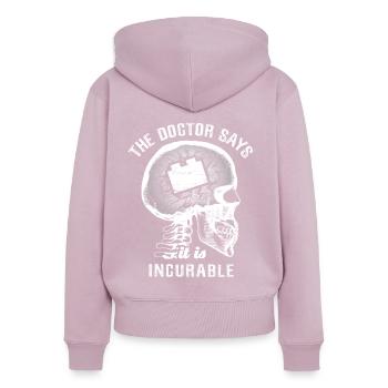 The doctor says it's incurable - bricks playing - Frauen Premium Bio Zip Hoodie - Altrosa - Hinten - Julia (174cm)