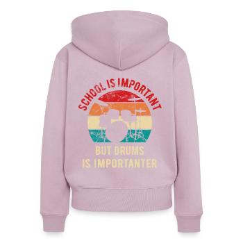 School is important but drums is importanter - Frauen Premium Bio Zip Hoodie - Altrosa - Hinten - Julia (174cm)