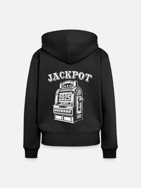 Jackpot - Slotmachine 2025 - Geschenk - Frauen Premium Bio Zip Hoodie - Schwarz