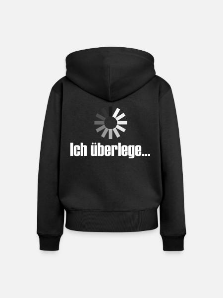 Ich überlege...2- Nachdenken - Frauen Premium Bio Zip Hoodie - Schwarz