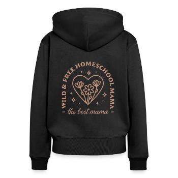 Homeschooling die beste Retro-Mutter - Frauen Premium Bio Zip Hoodie - Schwarz - Hinten - Julia (174cm)