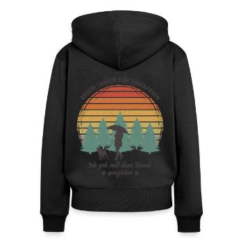 Frauchen Hund Gassi gehen Therapie Hundebesitzerin - Frauen Premium Bio Zip Hoodie - Schwarz - Hinten - Julia (174cm)