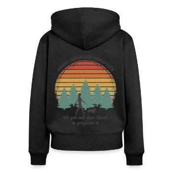 Frauchen Hund Gassi gehen Therapie Hundebesitzerin - Frauen Premium Bio Zip Hoodie - Schwarz - Hinten - Julia (174cm)