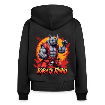 Karate Rhino - Women's Premium Organic Zip Hoodie - black - Back - Julia (174cm)