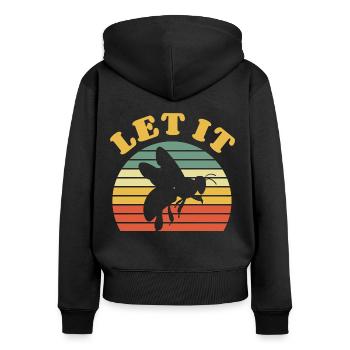 Let It Bee - Bienen, Imker, Honig Geschenk - Frauen Premium Bio Zip Hoodie - Schwarz - Hinten - Julia (174cm)