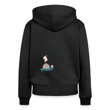 Moin Möwe - Frauen Premium Bio Zip Hoodie - Schwarz - Hinten - Julia (174cm)