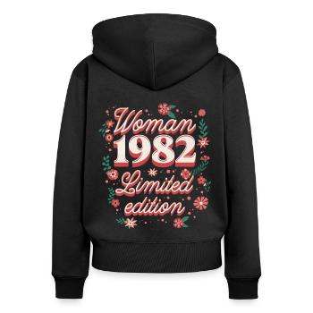 Geburtstagsfrau Jahrgang 1982 Frau 40 Jahre - Frauen Premium Bio Zip Hoodie - Schwarz - Hinten - Julia (174cm)