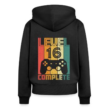 16. Geburtstag Gamer Level 16 Complete 16 Jahre - Frauen Premium Bio Zip Hoodie - Schwarz - Hinten - Julia (174cm)